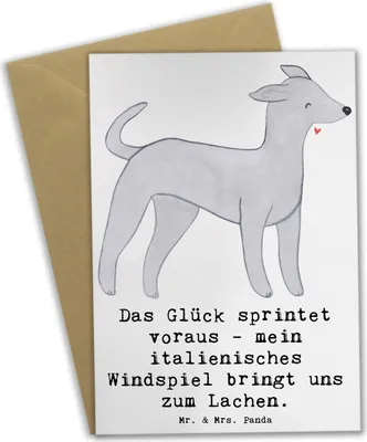 Produktbild von Mr. & Mrs. Panda Grußkarte Italienisches Windspiel Glück - Weiß - Geschenk, osterkarten, Hunderassen, Schmunzeln, Zitat, kommunionskarte, italienischer Hund, Charakter