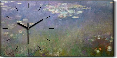 Produktbild von Dekor Leinwand Uhr Wandbilder Geräuschlos Kunstdruck 60x30 Seerosen - schwarze Hände