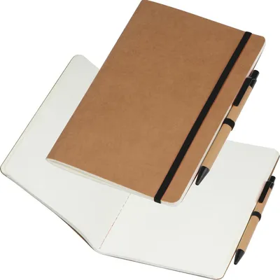 Produktbild von Recyceltes Notizheft / DIN A5 / 120 blanco Seiten / Farbe: braun-schwarz