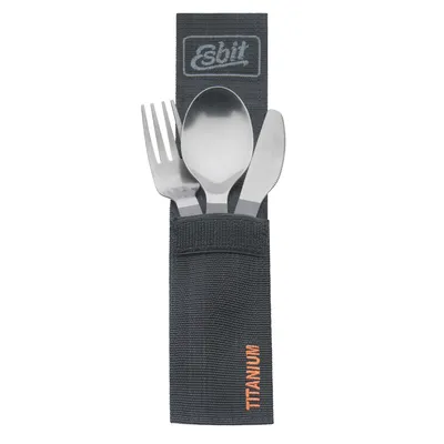 Produktbild von Esbit Titanium Cuttery Set With Carabiner And Pocket 3 Pcs Grey One Size
