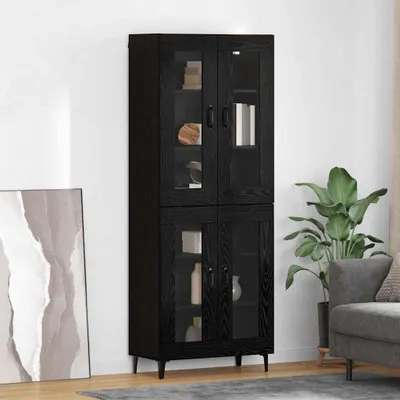 Immagine prodotto di vidaXL Credenza nera look rovere 69,5 x 34 x 180 cm materiale a base di legno