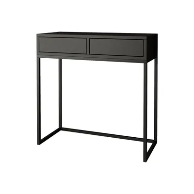 Produktbild von BEAUTYSOFA | Konsolentisch LANGO 80 cm - Konsole mit 2 Schubladen, Schminktisch, Schwarz mit Metallbeine in Schwarz