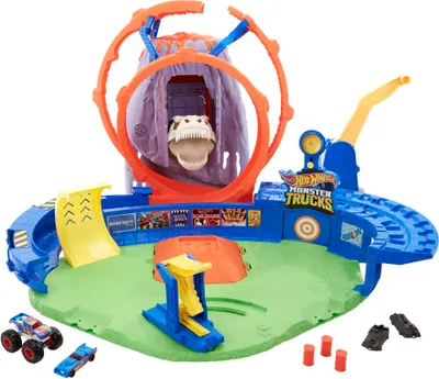 Produktbild von Hot Wheels Monster Trucks Vulkan Arena Spielset, inkl. 1 Spielzeugauto und 1 Monster Truck