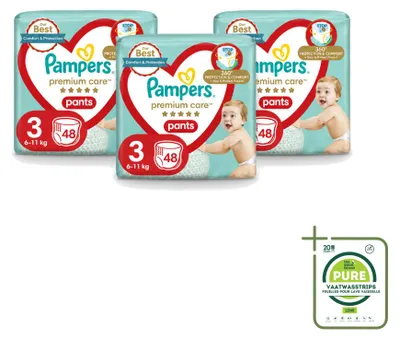 Produktbild von 3 x Pampers Premium Care Pants Windelhöschen Größe 3 (6–11 kg) - Großpackung - 3 Stücke