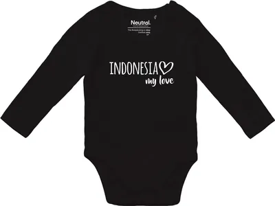 Produktbild von Huuraa Baby Body Indonesia my love 62 Black  Baumwolle Fairtrade Langarmbody Geschenkidee