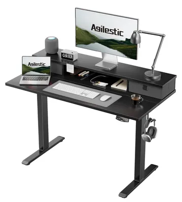 Immagine prodotto di Scrivania regolabile elettricamente con 2 cassetti, dimensioni 100 x 60 cm, colore nero