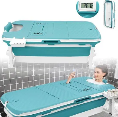 Image de Bassin de bien-être portable pour adultes avec affichage de la température et rouleaux de massage - Espace de détente portable pour un usage domestique