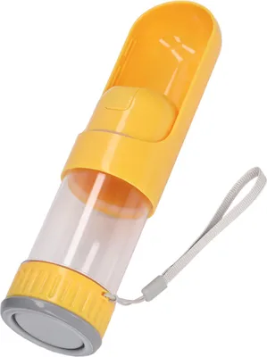 Obrázek produktu pro 2 v 1 láhev na vodu pro psy, přenosná, nepropustná, pro kočky, procházky, cestování, 350 ml, žlutá