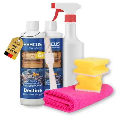 Produktbild von ABACUS® Backofenreiniger, Grillreiniger, Ofenreiniger, Herdreiniger – Backofen- & Grillreiniger Gel 2 x 500 ml mit Zubehör (7212)