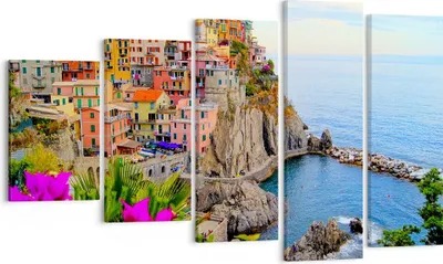 Produktbild von Bild auf Leinwand - Leinwandbild - Italien küste felsen landschaft - 100x60cm - Wand Bild - Wanddeko - Leinwanddruck - Bilder - Kunstdruck - Leinwand bilder - Wandkunst - EG100x60-2684