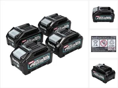 Produktbild von Makita Akku Set 4x BL 4040 40 V max. 4,0 Ah XGT Li-Ion Akku ( 4x 191B26-6 ) IP64 Schutzklasse mit LED Anzeige