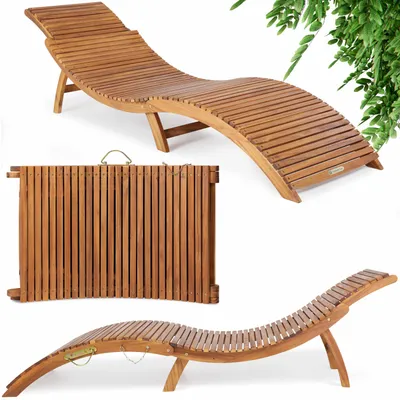 Immagine prodotto di CASARIA® Lettino Prendisole in Legno Acacia Certificato FSC® con Maniglia Trasporto Sdraio Esterno Lettini Sauna Sdraie