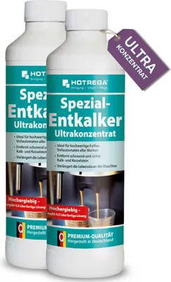 Produktbild von HOTREGA Spezial Entkalker Ultrakonzentrat 500 ml - Kaffeemaschine entkalken Entkalker für Kaffeevollautomaten