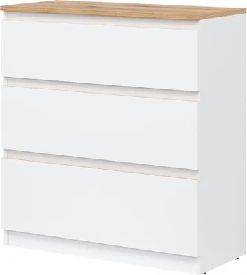 Produktbild von Kommode 78x84x35 cm REMI RM02 Schubladenkommode 3 Schubladen Weiß/Evoke Eiche