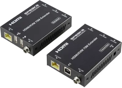 Produktbild von SpeaKa Professional SP-11562928 1 Port HDMI Extender Set über PC steuerbar 4096 x 2160 Pixel Schwarz