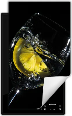 Produktbild von DarHaus Herdabdeckplatte 1 teilig 30x52 cm Anti Rutsch Matte Aufrollbar, schwarz - wasser