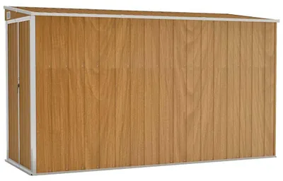 Imagen del producto de vidaXL Casa de jardín de pared, color marrón, 118 x 288 x 178 cm, acero galvanizado