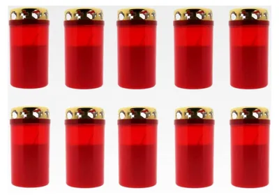 Produktbild von Grabkerze Nr. 3 mit Gold Deckel - Rot | Dauerbrenner | Tagebrenner | Grablicht | Friedhofskerzen | Trauerkerze | Gedenkkerze | Trauer | Engel | Andachtskerze | Allerheiligen | Grabzubehör