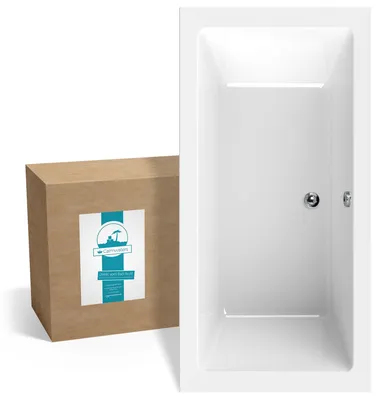 Produktbild von Calmwaters® Rechteck-Badewanne 200x90 cm, Acrylwanne Modern Square 2, Duo-Badewanne für zwei Personen, ergonomische Körperformbadewanne, Maße 200 x 90 cm, Rechteckbadewanne Weiß, 02SL3323