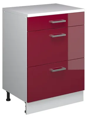 Image de Commode d'extension Vicco Rion Rouge brillant/Blanc 60x46cm sans pente avec 3 tiroirs, Model 60787
