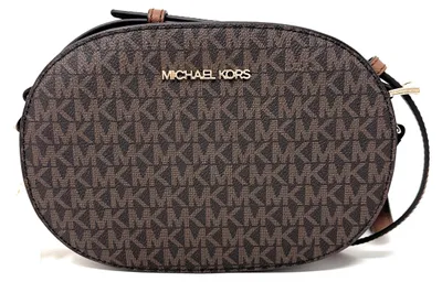 Produktbild von Michael Kors Jet Set Travel Medium Signature Oval Crossbody Bag Brown, Braun, Me