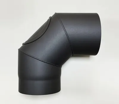 Image de DURATHERM Tuyau de poêle à paroi épaisse coude 90° avec porte Ø 150 mm - 2 mm acier noir