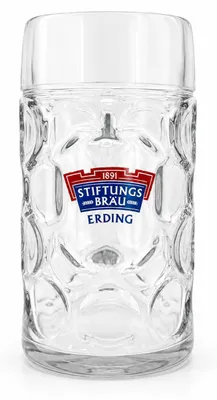 Produktbild von Stiftungsbräu Erding Bierkrug 1 Liter Glasbierkrug Maßkrug Bierseidel Original Brauereiglas
