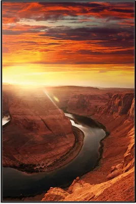 Produktbild von Wallario Wandbild Grand Canyon bei Sonnenuntergang, Größe: 61 x 91,50 cm, Poster mit schwarzem Aluminiumrahmen