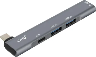Immagine prodotto di LinQ, hub USB C 4 in 1 con ricarica USB C da 60 W e 3 USB 3.0 e 2.0, argento