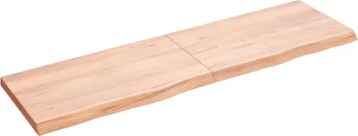 A light brown wooden shelf on a white background.