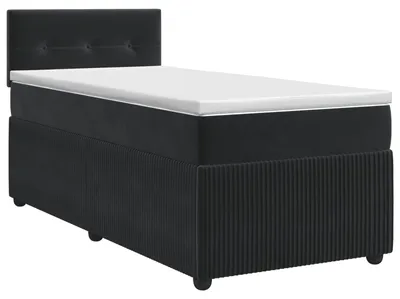 Image de vidaXL Lit boxspring avec matelas noir 100 x 200 cm velours