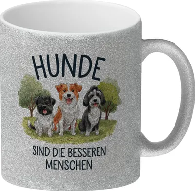 Produktbild von Hunde sind die besseren Menschen Glitzer-Kaffeebecher