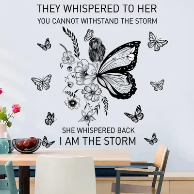 Produktbild von Inspirierende Wandkunst, positive Zitate, Wanddekoration, motivierende Wandaufkleber, Sprüche, Wandsticker, abziehbar und aufklebbar, Wanddekoration, Blumenranke, Schmetterling, Wandaufkleber für Schlafzimmer, Wohnzimmer, Zuhause