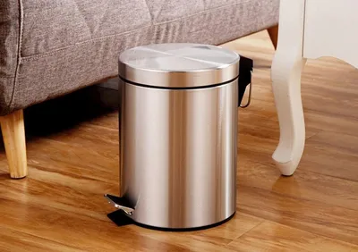 Produktbild von Tret-Abfalleimer Glanzstahl silber 20 Liter.