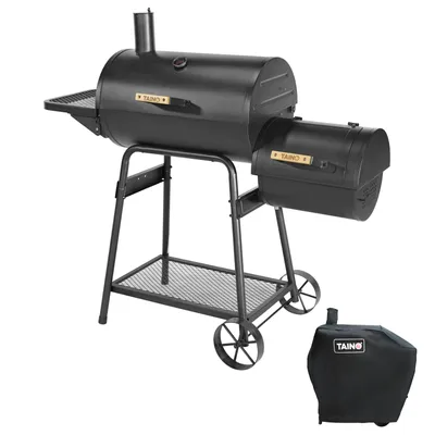 Produktbild von TAINO KAMAYO Set Smoker Abdeckhaube Räucherofen Standgrill Holzkohle-Grill Klein BBQ Grillwagen Grillkamin