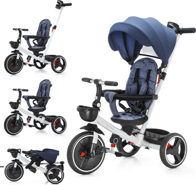 Image de Tricycle pour bébé 6 en 1, conception modulable, sécurité optimale, bleu