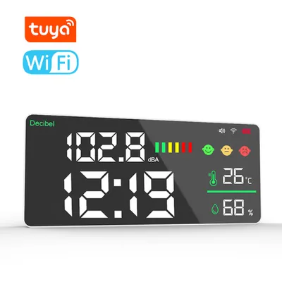 Produktbild von Tuya WiFi Decibel Meter 4in1 Temperatur Luftfeuchtigkeit Dezibel Test Wecker 11 Zoll LED Farbdisplay Tuya Intelligent Linkage APP Control Noise Decibel Meter