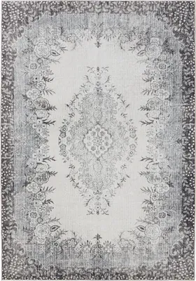 Produktbild von benuta Waschbarer Vintage Teppich George Schwarz/Grau 300x400 cm Wohnzimmerteppich Schlafzimmer weich orientalisch Rechteckig