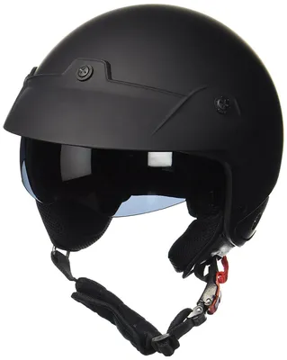 Obrázek produktu pro Přilba s integrovanou sluneční clonou a vizírem, velikost M (57-58 cm), matná černá barva, pro motorkáře
