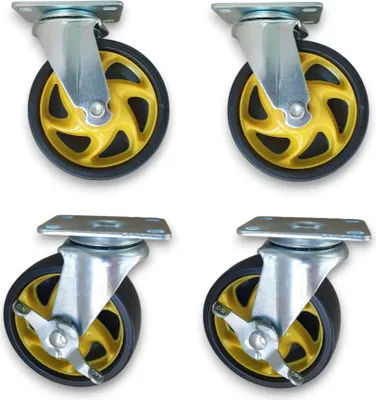 Obrázok produktu pre Sada 4 koliesok 125 mm (2x otočné s brzdou + 2x otočné) 600 kg - pre nábytok a vozíky