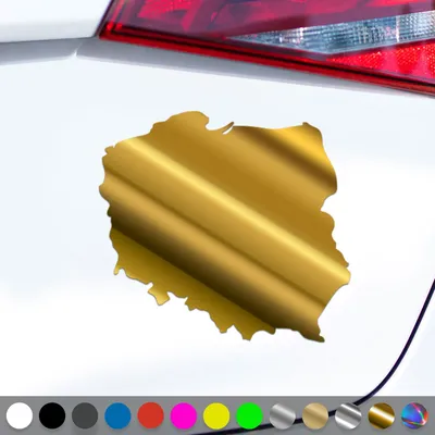 Produktbild von PantherPixel Polen Aufkleber Umriss Karte Kontur Polska Sticker Auto Geschenkidee Farbe Chrom-Gold