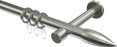 Produktbild von Interdeco Gardinenstange / Vorhangstange Edelstahl-Optik, Typ Prestige Samanto (Rillenpatrone), 20 mm Ø 1-läufig, 280 cm