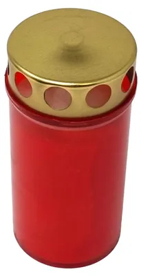 Produktbild von Grabkerze Tagebrenner Nr. 3 mit Deckel rot | Brenndauer ca. 2 Tage