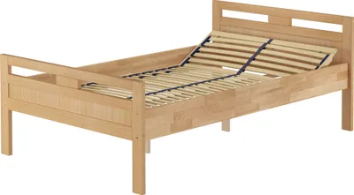 Produktbild von Überlanges Holzbett, Seniorenbett 120x220 Buche lackiert V-60.74-12-220Federholzrahmen inkl.