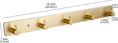 Produktbild von INF Goldene Wandgarderobe mit 5 Haken - Bohrfreie Montage