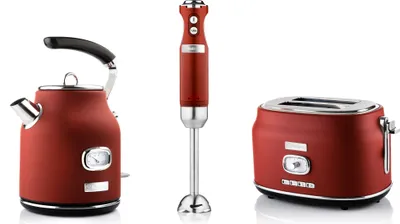 Produktbild von Westinghouse Retro Wasserkocher + Toaster 2 Schlitze + Stabmixer - Rot