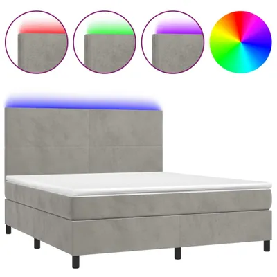 Produktbild von vidaXL Boxspringbett mit Matratze & LED Hellgrau 180x200 cm Samt