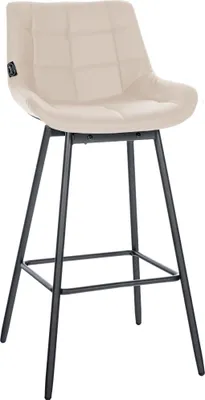Produktbild von CLP Barhocker Weston 180° Schwenkfunktion mit Rückenlehne gepolstert Metallgestell creme Material Kunstleder