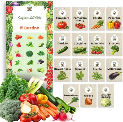 Immagine prodotto di Toraf Semi Ortaggi, 15 Varietà, Kit per Orto, Giardino e Balcone