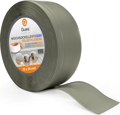 Produktbild von QUEST Weichsockelleiste 70x20mm, 10m, Flexibel Bodenleiste, Knickleiste, PVC Sockelleiste Knickleiste aus PVC Kunststoff, Flexible Fußleiste, grün